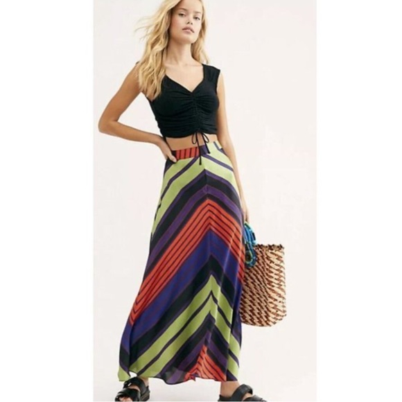 Free People Dresses & Skirts - Free People  Multicolor Striped Rio Maxi Skirt size 10'